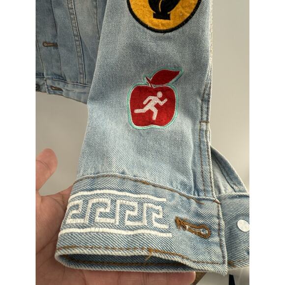 BROOKLYN CLOTH Button Down Patches Blue Denim Jean Jacket Women's Size Medium... - Picture 5 of 16